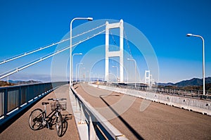 Biking on Kurushima Kaikyo Bridge - Ehime - Japan photo