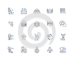 Biking line icons collection. Pedaling, Cycling, Spinning, Touring, Racing, Commuting, Mountain biking vector and linear