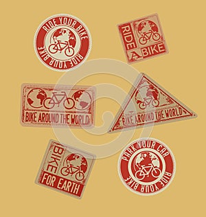 biking stamps with environmental message