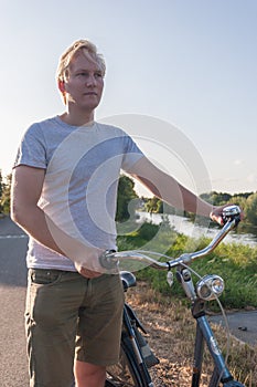 Biking in the summer at sunset.