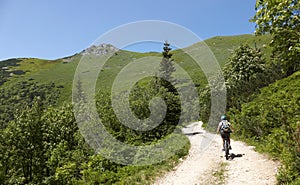 Biking to Cottage under Chleb, Little Fatra, Slovakia