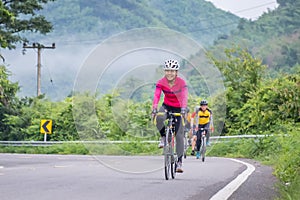 Biking travel tour on rural road