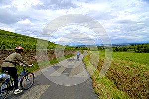 Biking in vineyards