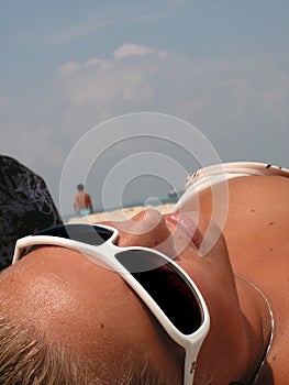 Bikini blond napping