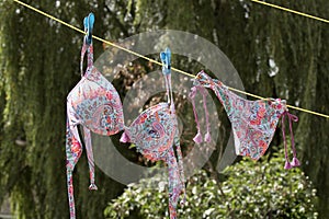 Bikini on clothes line