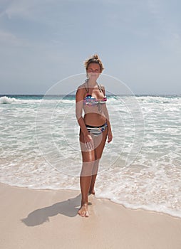 Bikini Girl at caribbean Sea beach