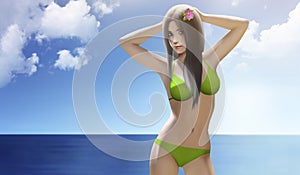 Bikini girl in sea