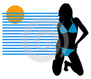 Bikini girl sunbathing