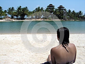 Bikini lady with big earring