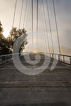 Bila lavka bridge above Svycarska zatoka of Vranovska prehrada water reservoir in Czech republic