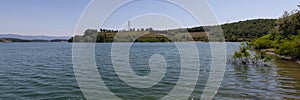 The Bilancino Lake. Lago di Bilancino, Barberino del Mugello, Florence, Italy: landscape at dawn of the picturesque lake in the photo