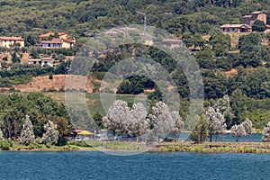 The Bilancino Lake. Lago di Bilancino, Barberino del Mugello, Florence, Italy: landscape at dawn of the picturesque lake in the