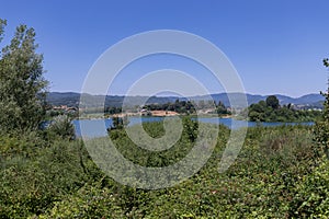 The Bilancino Lake. Lago di Bilancino, Barberino del Mugello, Florence, Italy: landscape at dawn of the picturesque lake in the