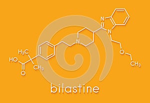 Bilastine antihistamine drug molecule. Skeletal formula.