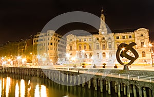 Bilbao city hall at night