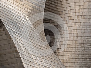 Bilbao Guggenheim museum facade detail. Spain.
