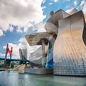 BILBAO, SPAIN The Guggenheim Museum and bridge in Bilbao, Basque Country, Spain