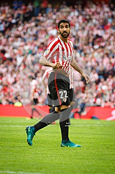 BILBAO, SPAIN - OCTOBER 16: Raul Garcia, Ahtletic Club Bilbao player, in the match between Athletic Bilbao and Real Sociedad, cele