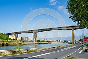 06.10.2022 - Bilbao, Spain: Rontegi bridge across the Nervion river. Arrontegi zubia, Baracaldo photo