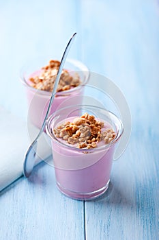 Bilberry yogurt with granola