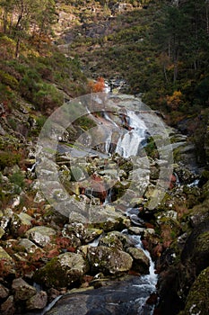 Bilho waterfall with autumn colours in Mondim de Basto, Portugal