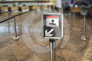 Bilingual customs  control sign at international airport