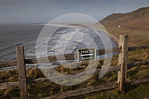 Bilingual Welsh English sign at Rhossili