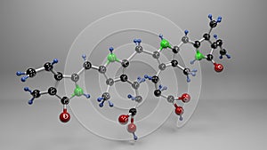 Bilirubin 3D molecule illustration.