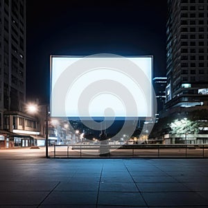 A bill blank board on one of streets, a blank billboard with copy space for text or content, mockup of a blank billboard