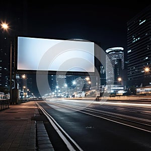 A bill blank board on one of streets, a blank billboard with copy space for text or content, mockup of a blank billboard