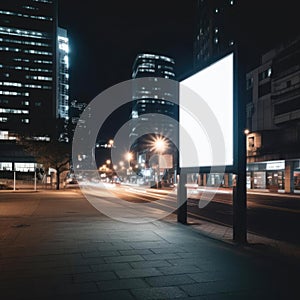 A bill blank board on one of streets, a blank billboard with copy space for text or content, mockup of a blank billboard