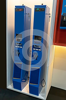 Bill changer machine in blue color