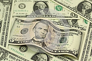 Bill in five US dollars