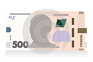 Vector illustration of flat isolated hryvnya UAH bill in minimalist style