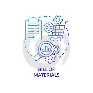 Bill of materials blue gradient concept icon