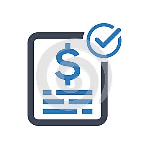 Bill paid icon. successful payment