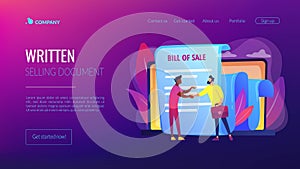 Bill of sale concept landing page