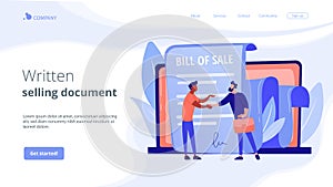 Bill of sale concept landing page