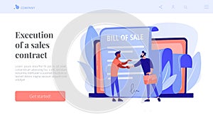 Bill of sale concept landing page