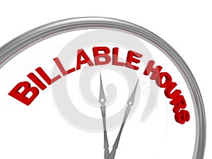 Billable hours word on clock