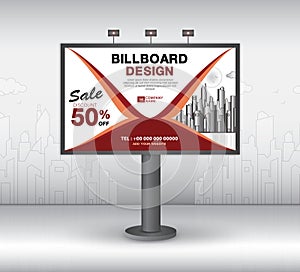 Billboard banner template vector design, advertisement, Realistic construction for outdoor advertising on city background, vector