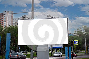 billboard blank for outdoor advertising poster or blank billboard. street light