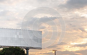 Billboard blank for outdoor advertising poster or a blank billboard at a twilight time for advertisement.