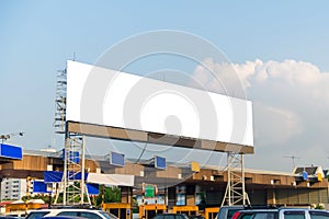 billboard blank on road with city view background for advertising