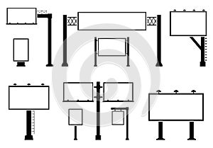 Billboard blank set icon. Empty billboard isolated on white background. City outdoor blank banner large format for