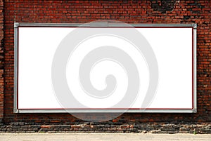 Billboard on a brick wall