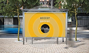 billboard bus stop advertising mockup
