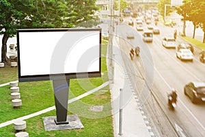 Billboard in the city street, blank screen clipping path include