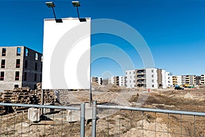 Billboard at construction site. New housing developmentBillboard at construction site.