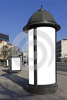 Billboard curbstone with advertizing